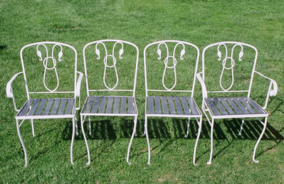 Wrought Iron Chairs with Spring Seats